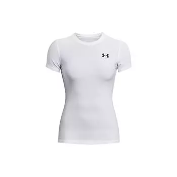 Under Armour Logo Print Round Neck Slim Fit Quick Dry Short Sleeve T-Shirt Women Tops White 1387562-100 XL