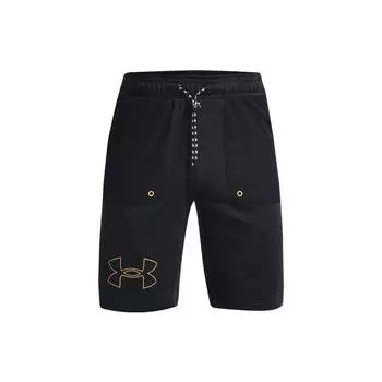 Under Armour Logo Print Шнурок с эластичной резинкой на талии Прямые шорты Мужские шорты Черные 1366408-001 S