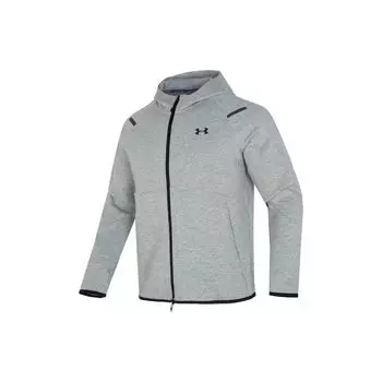Under Armour Logo Print Solid Color Sports Training Casual Jacket Men Jacket Gray 1379806-011 S