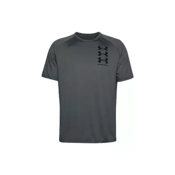 Футболка мужская с принтом логотипа Under Armour, спортивная, с круглым вырезом, прямая, персиково-серая 1361504-012 L
