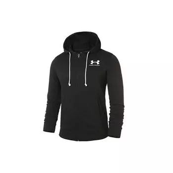 Under Armour Logo Print Zip Hoodie Jacket Мужская Верхняя одежда Черный 1370409-001 L
