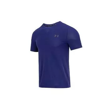 Under Armour Футболка с логотипом, однотонная, для тренировок, бега, фитнеса, повседневная, с круглым вырезом, коротким рукавом, мужские топы, темно-синие 1376781-468 M