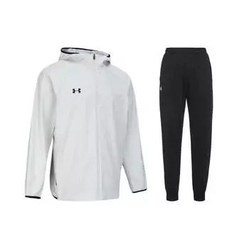 Under Armour Logo Training Woven Hooded Long Sleeve Knit Jogger Set Men sets 24600410-009+23600704-001 M