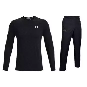 Under Armour Логотип печати Открытый Бег Отдых Спортивный костюм Мужской костюм Черный 1359873-001+1352031-001 2XL