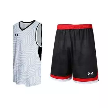 Under Armour Логотип с принтом дышащая майка и трикотажные шорты баскетбольный комплект мужские комплекты 23500102-100+21500208-001 M