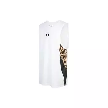 Under Armour Логотип с V-образным вырезом, цветные блоки, дышащий, быстросохнущий, спортивный, повседневный, без рукавов, баскетбольный жилет, мужские жилеты, белый 23500101-100 XL