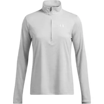 Under Armour Логотип Стойка Воротник Фитнес Тренировки Удобная Свободная Длинный Рукав Дышащая Обычная Футболка Женские Топы Серый 1384249-011 S