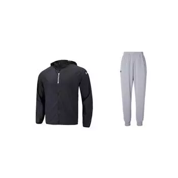Under Armour Loose Fit Hooded Zip-Up Windbreaker Comfortable Elastic Long Pants Casual Sports Suit Unisex suit 22500405-001+23600704-014 L