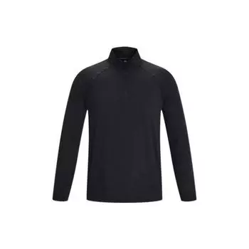 Under Armour Свободная прямая спортивная футболка с длинным рукавом и застежкой-молнией на половину длины с принтом для мужчин, цвет черный 1378991-001 XXL
