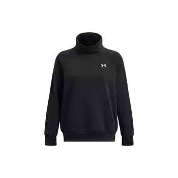 Under Armour Loose High Neck Solid Color Long Sleeve Hoody Women tops Black 1379637-001 S