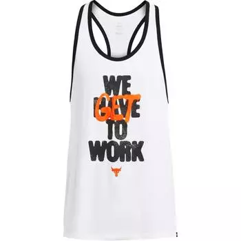 Under Armour Майка без рукавов Project Rock Get To Work с принтом букв свободного кроя, мужская, белая 1383299-100 M