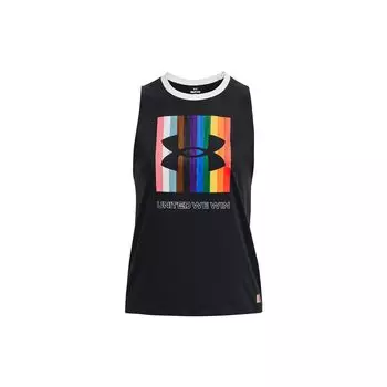 Under Armour Майка без рукавов с круглым вырезом и логотипом, женская, черная 1378963-001 S