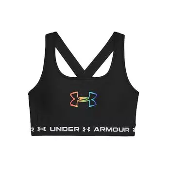 Under Armour Майка-топ Pride Crossback Pride Medium Support с принтом логотипа, женская, черная 1361085-001 S