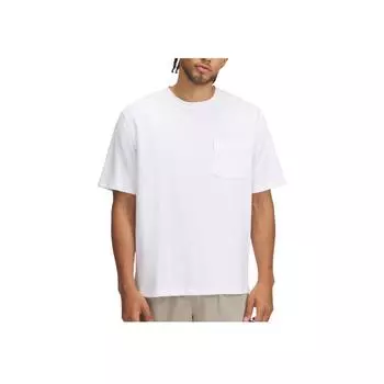 Under Armour Meridian Crew Neck Solid Letter Short Sleeve T-Shirt Men Tops White 1390244-101 M