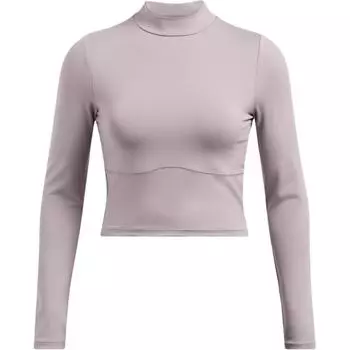 Under Armour Meridian Fashion Comfortable Quick-Dry Pullover Long Sleeve Cropped Regular T-Shirt Women Tops Lithe-Gray 1380773-015 XL