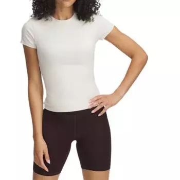 Under Armour Meridian UACore Comfortable Stylish Solid Color Simple Trendy Short Sleeve Regular T-Shirt Women T-Shirts White 6000341-279 XL