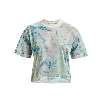 Under Armour Mesh Crop Plant Print Training T-Shirt Women Tops Multicolor 1371072-279 S