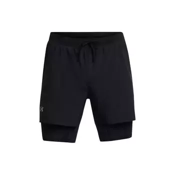 Under Armour Спортивные шорты 2 в 1 со средней посадкой и завязками на талии, мужские, черные 1382640-001 M