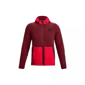 Under Armour Микро повседневная флисовая толстовка с капюшоном на молнии для мужчин, красная 1366718-615 XL