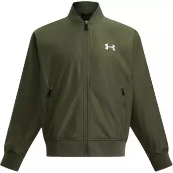 Under Armour Minimalist Solid Color Small Brand Logo Comfortable Long Sleeve Jacket Unisex Jacket Dark-Green 1389367-390 S