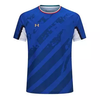Under Armour Минималистичный логотип с принтом для спорта, бега, фитнеса, велоспорта, футболка с коротким рукавом, унисекс, топы, синий цвет 24500504-401 S