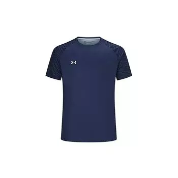 Under Armour Минималистичный спортивный свитер с логотипом, круглый вырез, короткий рукав, футболка унисекс, синяя 24500509-408 4XL