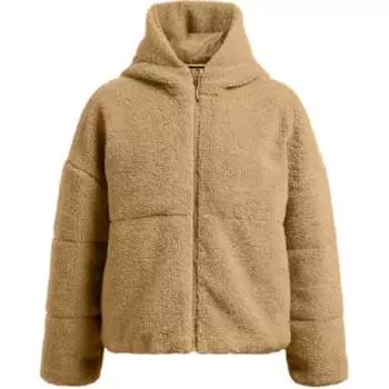 Under Armour Mission Hooded Warm Solid Long Sleeve Fleece Jacket Women jackets Camel-Brown 1385859-263 M