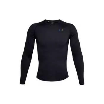 Under Armour Мощная растягивающаяся тренировочная компрессионная рубашка с длинным рукавом для мужчин, черная 1358233-001 S