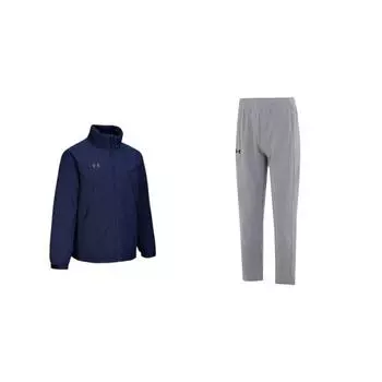 Under Armour Mountain Outdoor Stand Collar Zip Long Sleeve Top Comfortable Mid Waist Long Pants Casual Sports Suit 24600901-409+23600703-014 XL