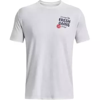 Under Armour Мягкий круглый вырез пуловер тренировочная спортивная футболка с принтом сзади мужские топы белые 1376839-100 L