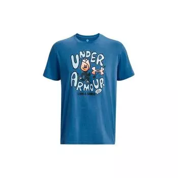 Under Armour Мужская повседневная футболка с круглым вырезом и короткими рукавами с мультяшным принтом букв и пламени, топы, механический синий 1380916-466 XXL
