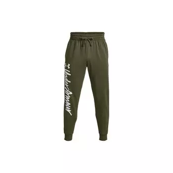 Under Armour Мужские флисовые спортивные брюки Rival Letter Print с завязками на шнурке, зеленые 1379776-390 M