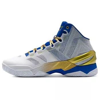 Under Armour Мужские кроссовки Curry 2 Retro Gold Rings 2024 Белый металлик-золото Team-Royal 3027361-100 41