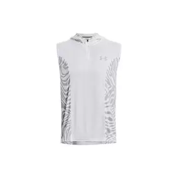 Under Armour Мужской баскетбольный жилет Baseline Letter Logo Print с капюшоном и свободным рукавом, белый 1370240-101 XL