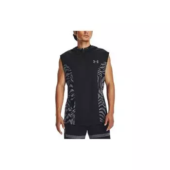 Under Armour Мужской баскетбольный жилет Baseline Letter Logo Print с капюшоном и свободным рукавом, черный 1370240-004 M