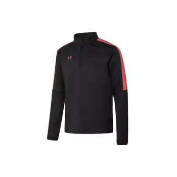 Under Armour Напечатанный логотип с воротником-стойкой и застежкой-молнией на половину длины, тренировочная толстовка с длинным рукавом, мужская толстовка, черная 22600301-001 XL