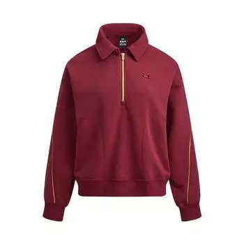 Under Armour Новая весенняя коллекция Повседневная спортивная серия Логотип бренда Модный простой свитшот свободного кроя на молнии до половины Женский свитшот Огненно-красный 6006009-625 M