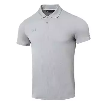 Мужская футболка поло Under Armour однотонная дышащая прямого кроя с коротким рукавом Серый 23500507-011 2XL