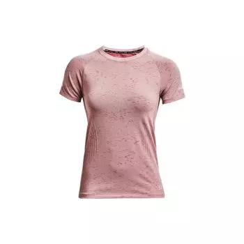 Under Armour Однотонная футболка с круглым вырезом и облегающим кроем для бега, спортивная футболка с рукавом реглан, женская розовая 1365626-676 M