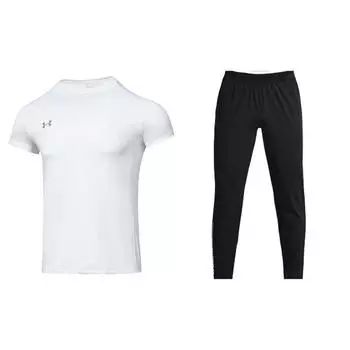 Under Armour Однотонная футболка с круглым вырезом, коротким рукавом и эластичными брюками на средней талии, повседневный спортивный комплект для мужчин 23500506-100+1365622-002 M