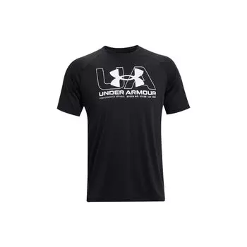 Under Armour Однотонная футболка с круглым вырезом и большим логотипом, мужская, черная 1366785-001 M