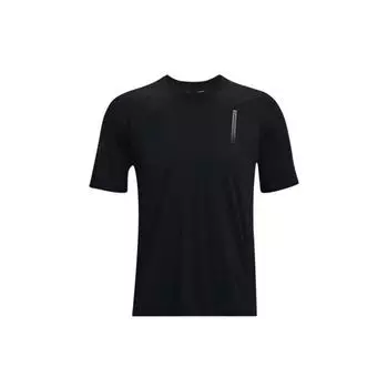Under Armour Однотонная футболка с принтом логотипа, классная дышащая, с круглым вырезом и коротким рукавом, для тренировок, мужские топы, черная 1370362-001 M