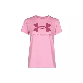 Under Armour однотонная футболка с принтом логотипа и буквами, круглая горловина, повседневная дышащая футболка с коротким рукавом, женские топы, розовая 1356305-680 S