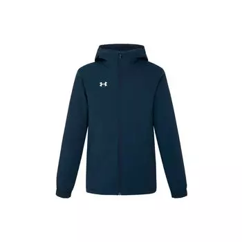 Under Armour Однотонная хлопковая куртка с капюшоном на молнии с логотипом и длинными рукавами, мужские куртки Academy-Blue 22600902-408 XXL