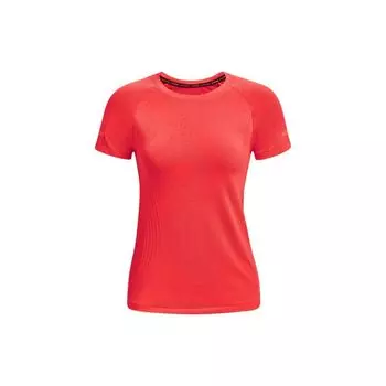 Under Armour однотонная круглая горловина эластичная мягкая облегающая спортивная футболка с коротким рукавом для бега женские топы оранжевые 1365626-824 M