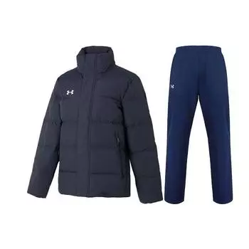 Under Armour Однотонная куртка с воротником-стойкой и длинными рукавами, легкие быстросохнущие брюки, повседневный спортивный костюм для мужчин 23600802-013+21500737-408 M