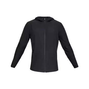 Under Armour Однотонная мужская куртка с капюшоном на молнии и завязками на шнурке, черная 1320679-001 L