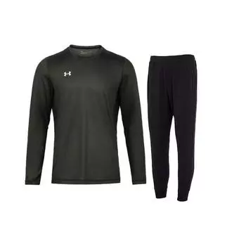 Under Armour Однотонная облегающая футболка с круглым вырезом и длинными рукавами, повседневные спортивные брюки средней посадки, мужские комплекты черного цвета 22600307-011+23600704-001 M