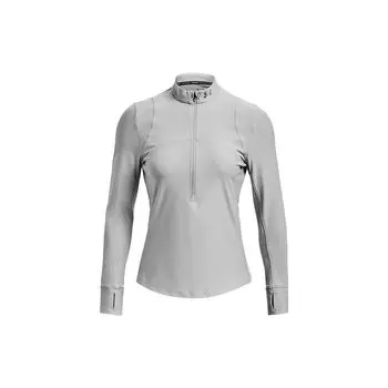 Under Armour Однотонная обтягивающая футболка для бега и фитнеса с застежкой-молнией и воротником-стойкой, с длинным рукавом, женская футболка, серый цвет 1326512-013 L