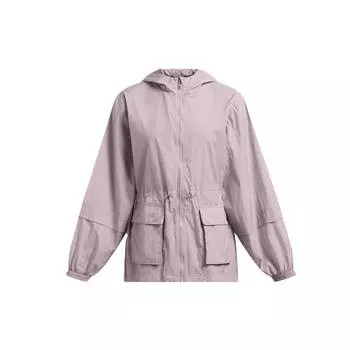 Under Armour Однотонная плиссированная тканая рабочая куртка с капюшоном на молнии, женские куртки Fatigue-Gray 1386455-015 S